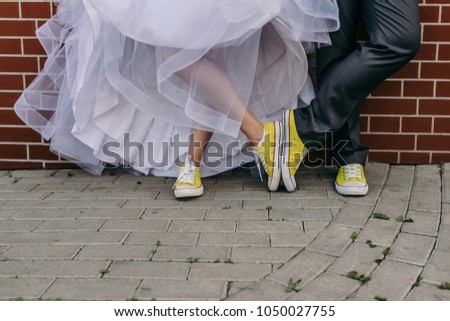 Similar – Image, Stock Photo Wedding dress with sneakers