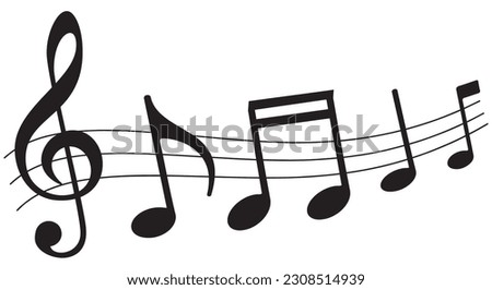 Collection of Music notes icons set. Musical key notation signs. Vector symbols on white background. PNGa