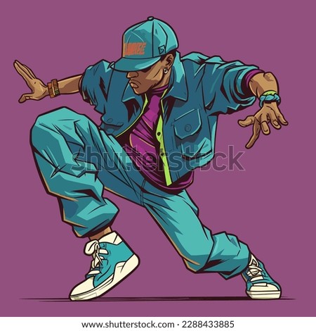 A colorful illustration of a hip hop dancer