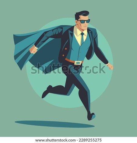 A businessman as a superhero flying 