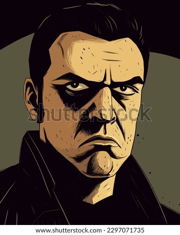 An angry man portrait, vector illustration