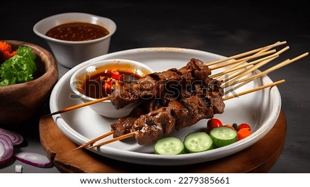 Similar – Image, Stock Photo Beef thai salad served on dish