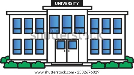 university building with nice decoration line art