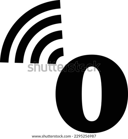 The simple logo of the number 0 combined with the Wi-Fi logo on the top left corner is black in color