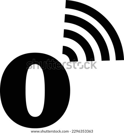 The simple logo of the number 0 combined with the Wi-Fi logo on the top left corner is black in color