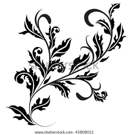 Retro Floral Design Curl Stock Vector Illustration 45808012 : Shutterstock