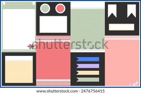 Notepad notebook sticky note page bookmark paper set blank colorful empty document list write space memo vector