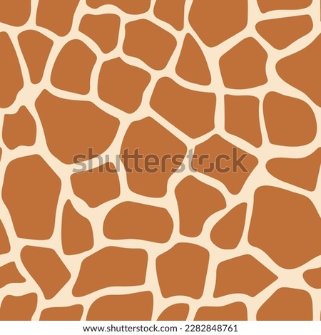 Giraffe skin fur seamless pattern, vector graphics, animal repeat for clothing and home decor, nature inspired theme, brown and yellow print, trendy background