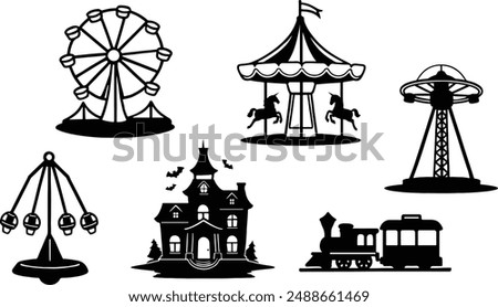 Stylish silhouettes of Amusement Park