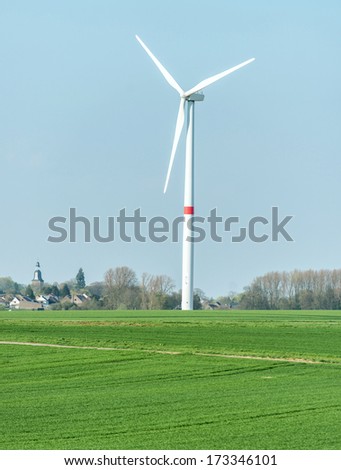 Wind turbine propeller in the field