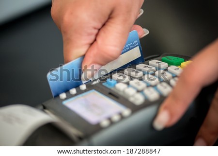 Debit card swiping on card-reader device