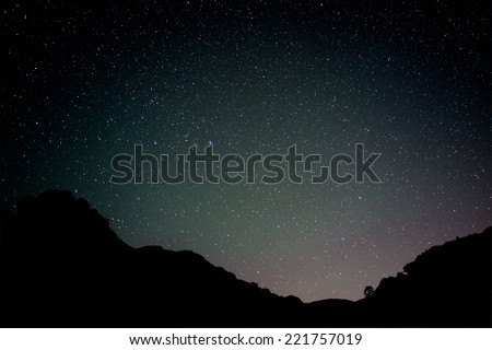 The Milky Way and some trees in mountains