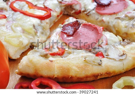 Italian pizza with many colors and ingredients