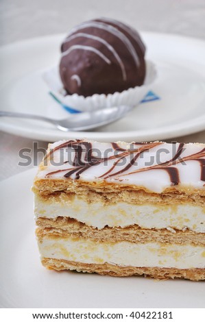 Nice cake, dessert on white background