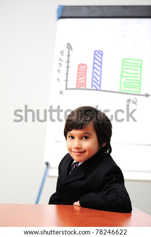 Little kid  drawing a  diagram on a whiteboard, future presentation