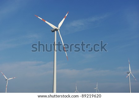 Wind turbines farm, electric propellers