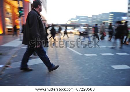 People crowd walking in the city
