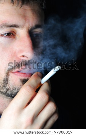 Man Smoking In Dark Stock Photo 97900319 : Shutterstock