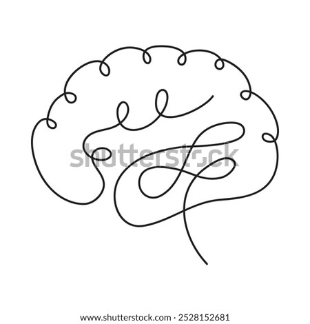 One line Brain Vector Design. Hand drawn minimalist brain Illustration. Abstract Doodle Logo Design.