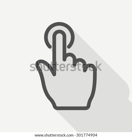Hand click icon - vector , eps10 (line icon, long shadow)
