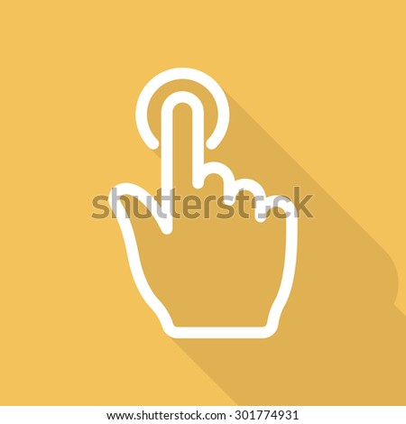 Hand click icon - vector, eps10 (line icon, long shadow)