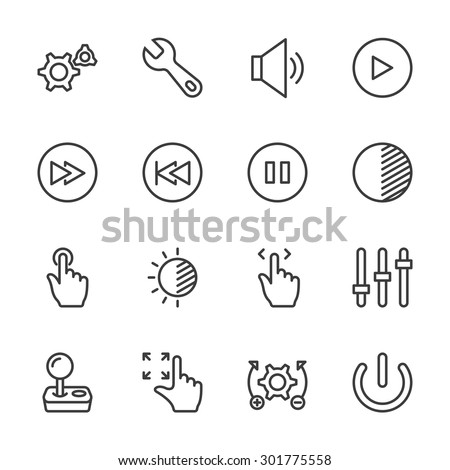 Controls icons - vector, eps10 (line icon)