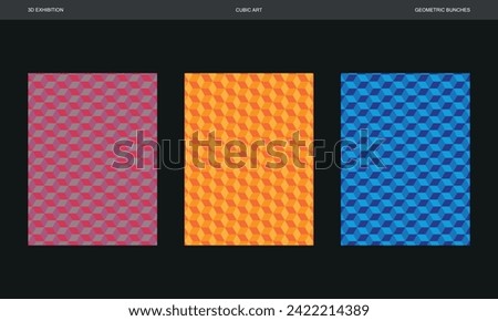 Isometric geometric patterns colorful cubes. Background, texture, vector illustration.