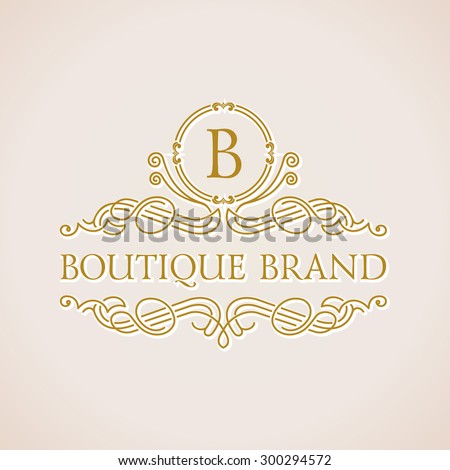 Calligraphic Luxury Boutique Logo. Emblem Ornate Decor Elements ...