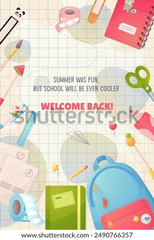 Welcome to school, to study. Banner for university, school, kindergarten. Beginning of school online.