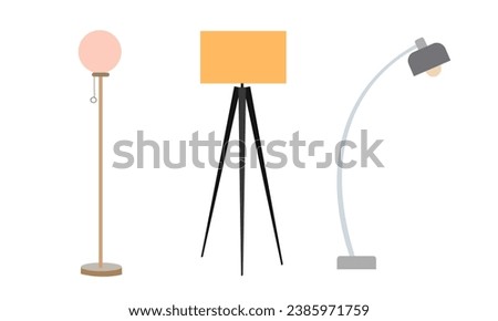 Set of floor lamp. Vector illustration in flat style , different shapes and color collection of floor lamp . Vector cartoon set on white background for different design uses