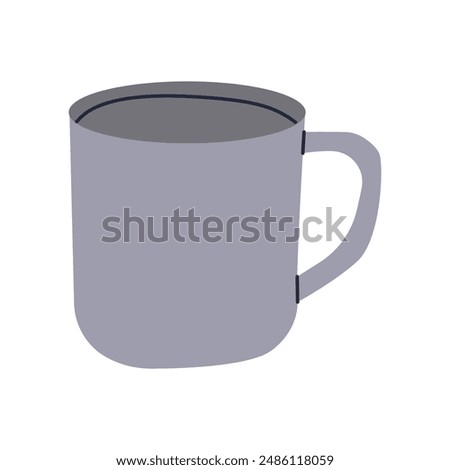 Thermo cup for take away coffee. Camping ,tourist and hiking crockery Tumblers with cap, handle and straw. Reusable cups and thermo mug. Vector thermos illustrations isolated on white background. Flat