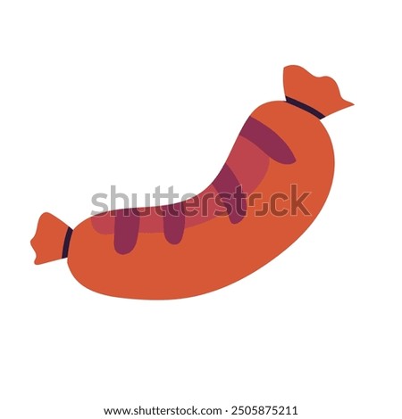 Sausage icon. Isolated Sausage in flat doodle style. Barbeque line symbol for logo, pattern or other design food design. Octoberfest food.