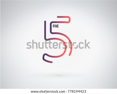 Number 5 vector font alphabet, modern dynamic flat design with brilliant colorful gradient smooth color for your unique elements design ; logo, corporate identity,  application, creative poster & more 商業照片 © 