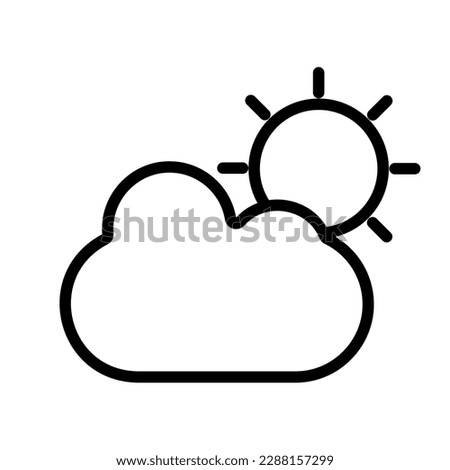 Black Sun and Cloud Icon for Weather and Climate Apps