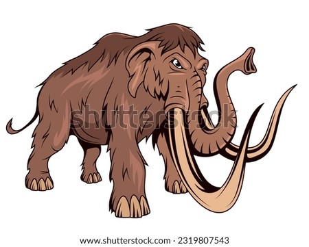 Mammoth. Vector illustration of a elephant with tusks.  Animals before our era, paleontology, history, archeology and culture