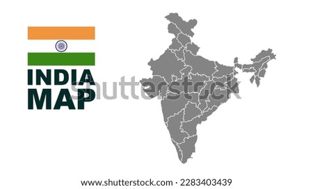 India Map, India map vector, flat design, illustration, eps, vector modern, Silhouette map, Indian flag 🇮🇳. 