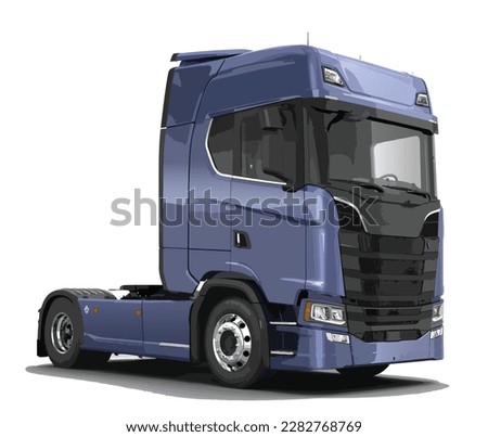 Europe modern truck art blue design element vector template white isolated background