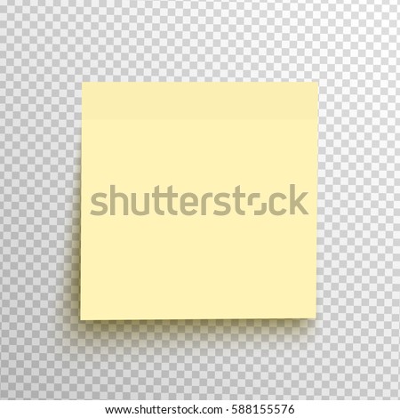 Yellow sticky note isolated on a transparent background. Vector post element ready for your design, eps10