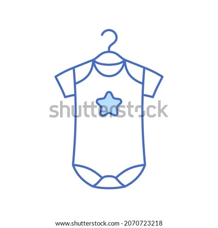 Baby romper thin line icon. Newborn bodysuit blue outline object isolated on white background. Baby clothes design for logo or shopping sale. Cute infant clothing minimal vector illustration.