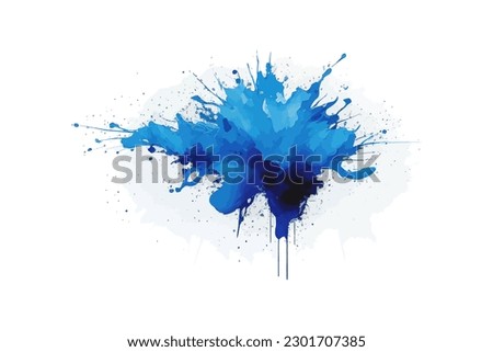 Blue watercolor big blot spread. Vector illustration desing.