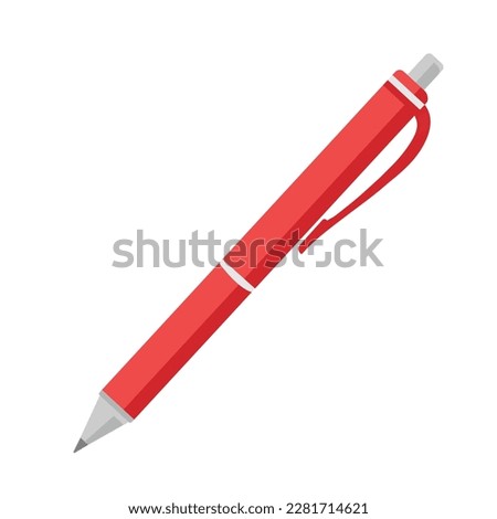 Red pen vector icon. Classic red pen design