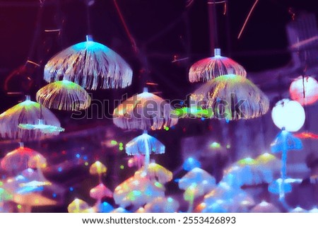 Similar – Image, Stock Photo Jellyfish illuminated with orange light on a colorful background