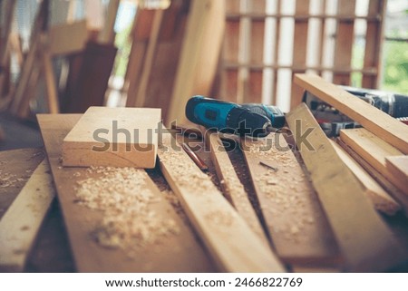 Similar – Image, Stock Photo Working with wood at home