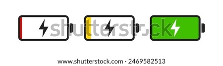 Battery indicator symbol, logo. Battery charge indicator icon. Vector.