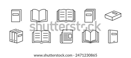 Books icons set. Open and closed book. Newspaper icon. Vector.