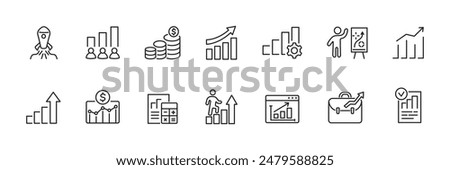 Growth icons set. Rising icons, grow, boost, up, increase. Vector illustration.