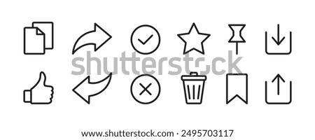 Toolbar icons set. Options of chat message for social media. Vector.