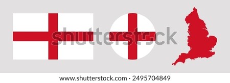 England flag. Map of England. Vector illustration.