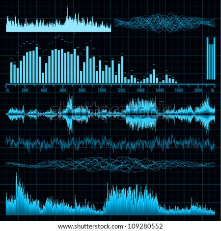 Sound waves set. Music background. EPS 8 vector file included