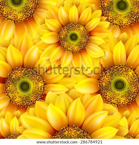 Sunflowers, realistic illustration. EPS 10 vector file included